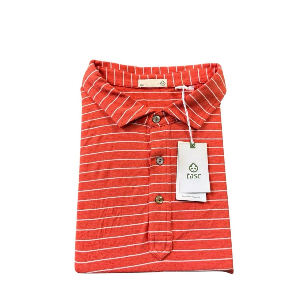 Tasc Orange White Striped Performance S/S Polo Shirt‎ Size 2XL NWT